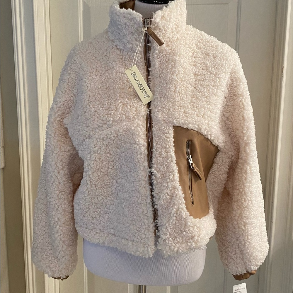 Blank NYC Cream and Tan Sherpa Jacket